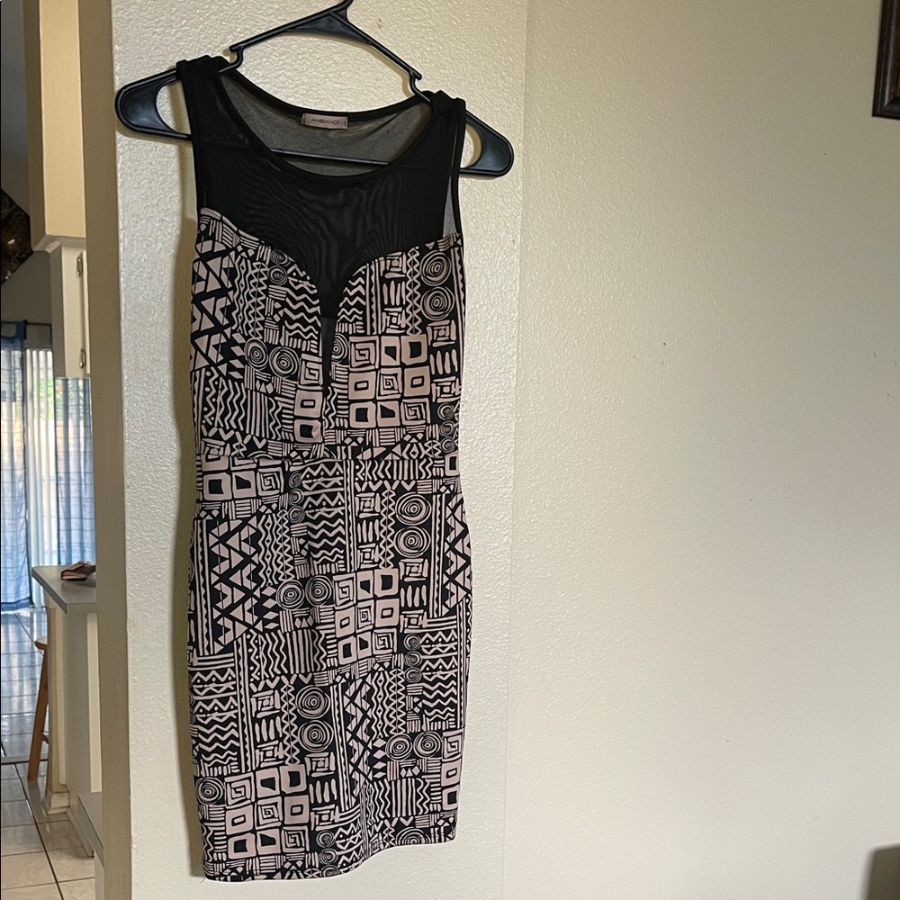 Ambiance Black and Pink Patterned Mini Dress